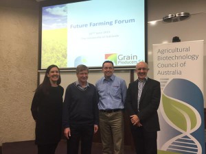 Heather Bray with co-presenters at the Future Farming Forum. Photo courtesy of Deanna Lush