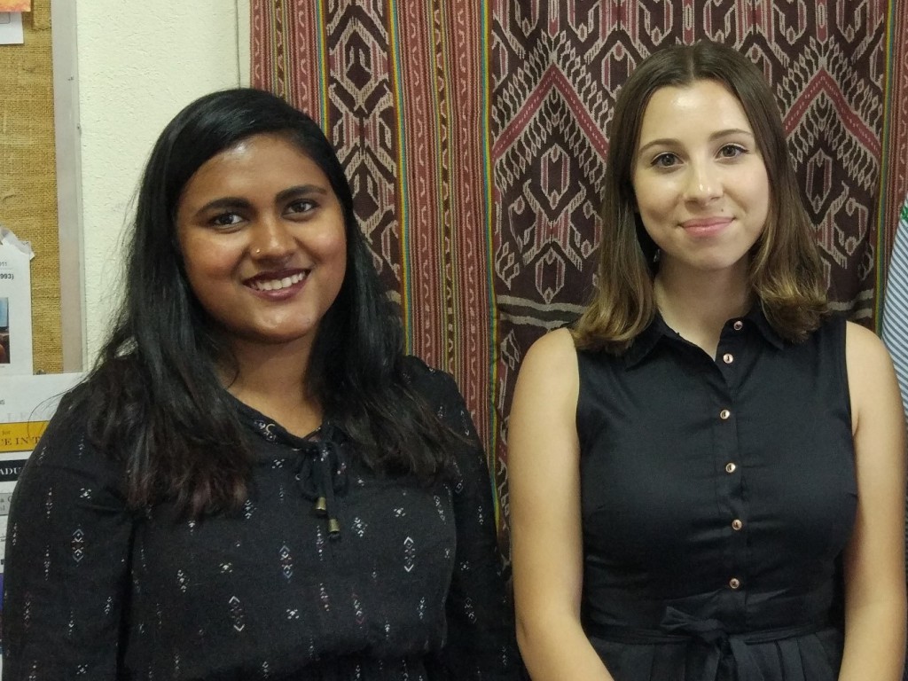 Sarah Kapadia (right) with another Law School New Colombo Plan scholarship winner who also undertook an internship in Malaysia over summer, Ashwina Krishnan (left).